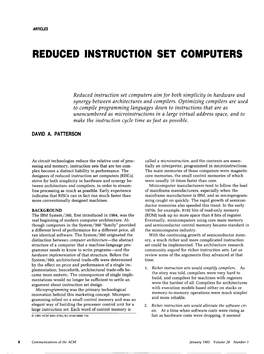 Reduced Instruction Set Computers