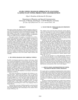 An Ipa Vowel Diagram Approach to Analysing L1 Effects on Vowel Production and Perception