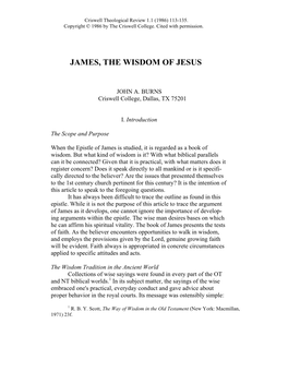 James, the Wisdom of Jesus