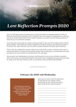 Lent Reflection Prompts 2020