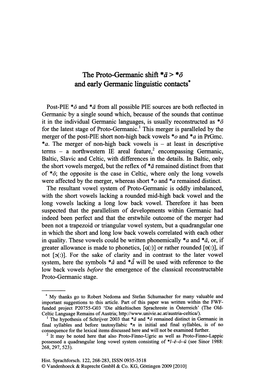 The Proto-Germanic Shift *Ā>*Ō and Early Germanic Linguistic Contacts