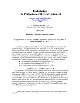 Ecclesiastes: the Philippians of the Old Testament