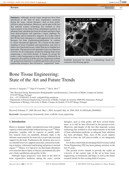 Bone Tissue Engineering a Successful Therapy