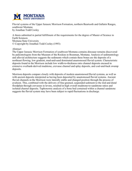 Fluvial Systems of the Upper Jurassic Morrison Formation, Northern