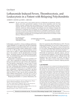 Leflunomide Induced Fevers, Thrombocytosis, and Leukocytosis in a Patient with Relapsing Polychondritis ANDREW S