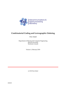 Combinatorial Coding and Lexicographic Ordering