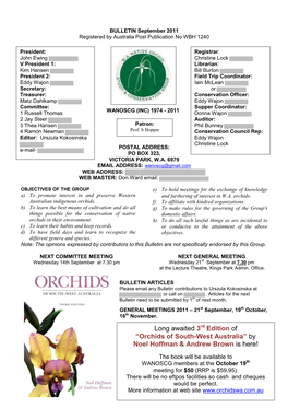 Long Awaited 3Rd Edition of “Orchids of South-West