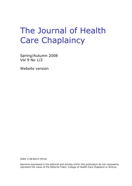 The Journal of Health Care Chaplaincy