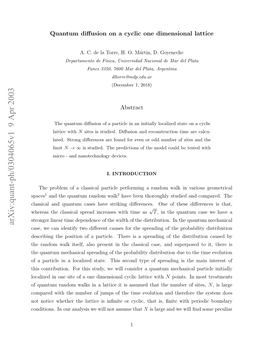 Quantum Diffusion on a Cyclic One Dimensional Lattice