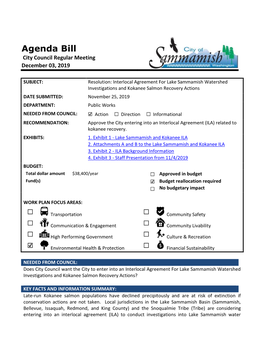 Resolution: Interlocal Agreement for Lake Sammamish Watershed