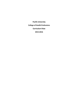 Pacific University College of Health Professions Curriculum Vitae 2015-2016