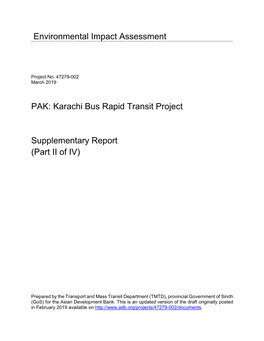 Karachi Bus Rapid Transit Project Supplementary Report (Part II Of