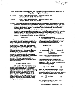 Step Response Considerations and the Design of a Suitable Step Generator for High Speed Digitizer Testing