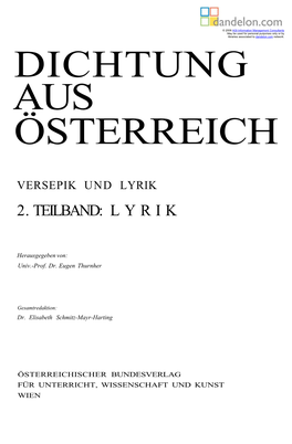 Dichtung Aus Österreich