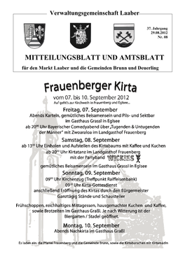 MITTEILUNGSBLATT UND AMTSBLATT Für Den Markt Laaber Und Die Gemeinden Brunn Und Deuerling