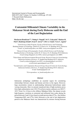 Centennial-Millennial Climate Variability in the Makassar Strait During Early Holocene Until the End of the Last Deglaciation