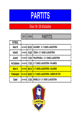 PARTITS Dies 19 I 20 D'octubre