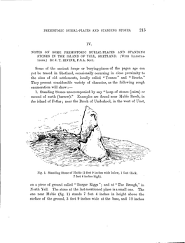 Prehistoric Burial-Places and Standing Stones. Notes