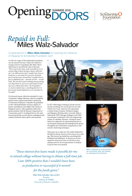 Repaid in Full: Miles Walz-Salvador