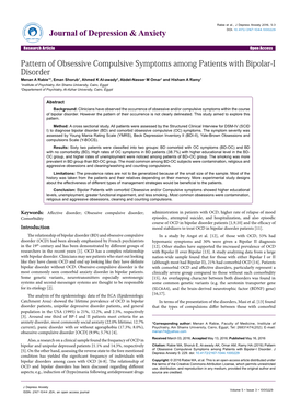 Pattern of Obsessive Compulsive Symptoms Among Patients With