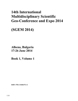 14Th International Multidisciplinary Scientific Geo-Conference and Expo 2014