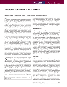 Serotonin Syndrome: a Brief Review