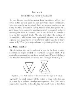 Lecture 3 Some Simple Knot Invariants in This