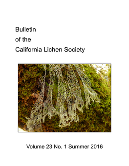 Bulletin of the California Lichen Society