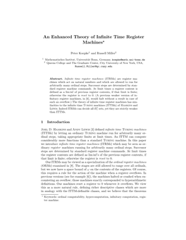 An Enhanced Theory of Infinite Time Register Machines*