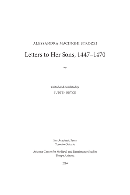 Letters to Her Sons, 1447–1470