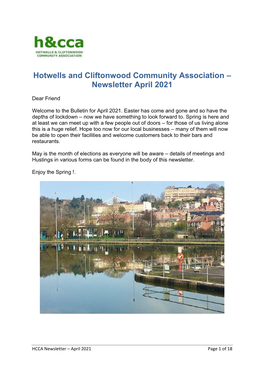 Hotwells and Cliftonwood Community Association – Newsletter April 2021