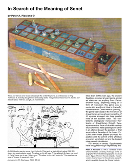 In Search of the Meaning of Senet by Peter A