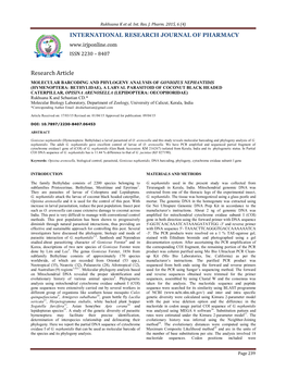 Molecular Barcoding and Phylogeny Analysis Of