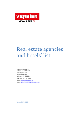 Real Estate Agencies and Hotels' List