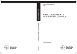 Characterisation of Hmgb1 in Inflammation Characterisation of Hmgb1 in Inflammation