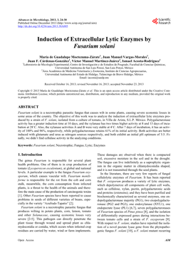 Induction of Extracellular Lytic Enzymes by Fusarium Solani