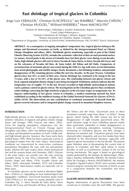 Fast Shrinkage of Tropical Glaciers in Colombia