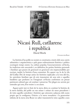 Nicasi Rull, Catllarenc I Republicà David Morlà a La Meva Àvia Roser