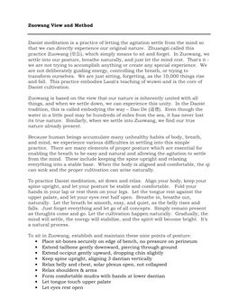Zuowang View and Method Daoist Meditation Is a Practice of Letting the Agitation Settle from the Mind So That We Can Directly Ex
