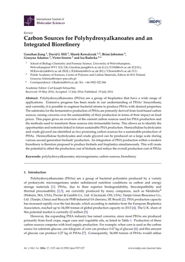 Carbon Sources for Polyhydroxyalkanoates and an Integrated Bioreﬁnery