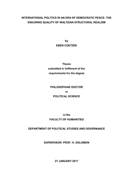 International Politics in an Era of Democratic Peace: the Enduring Quality of Waltzian Structural Realism