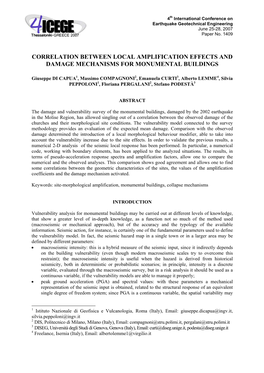 Correlation Between Local Amplification Effects and Damage Mechanisms for Monumental Buildings