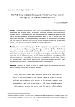 The Underlying Emotional Background of Quaternary Palaeontology: Nostalgia and Ubi Sunt in a Postdictive Science