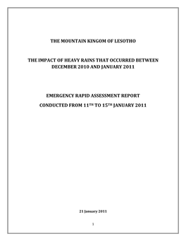 The Mountain Kingom of Lesotho the Impact of Heavy