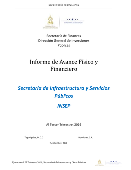 Informe De Avance Fí Sico Y Financiero