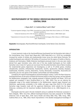 Biostratigraphy of the Middle Ordovician Brachiopods from Central Spain