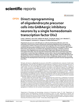 Direct Reprogramming of Oligodendrocyte Precursor Cells Into Gabaergic Inhibitory Neurons by a Single Homeodomain Transcription Factor Dlx2 Linda L