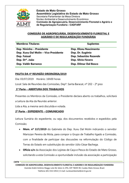 Estado De Mato Grosso Assembleia Legislativa Do Estado De Mato