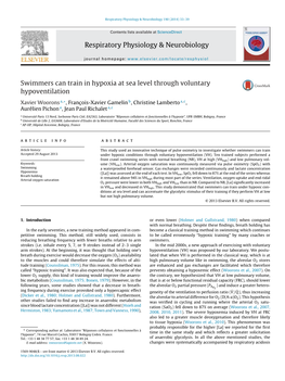 Swimmers Can Train in Hypoxia at Sea Level Through Voluntary Hypoventilation