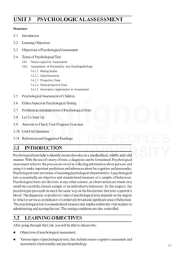 Unit 3 Psychological Assessment